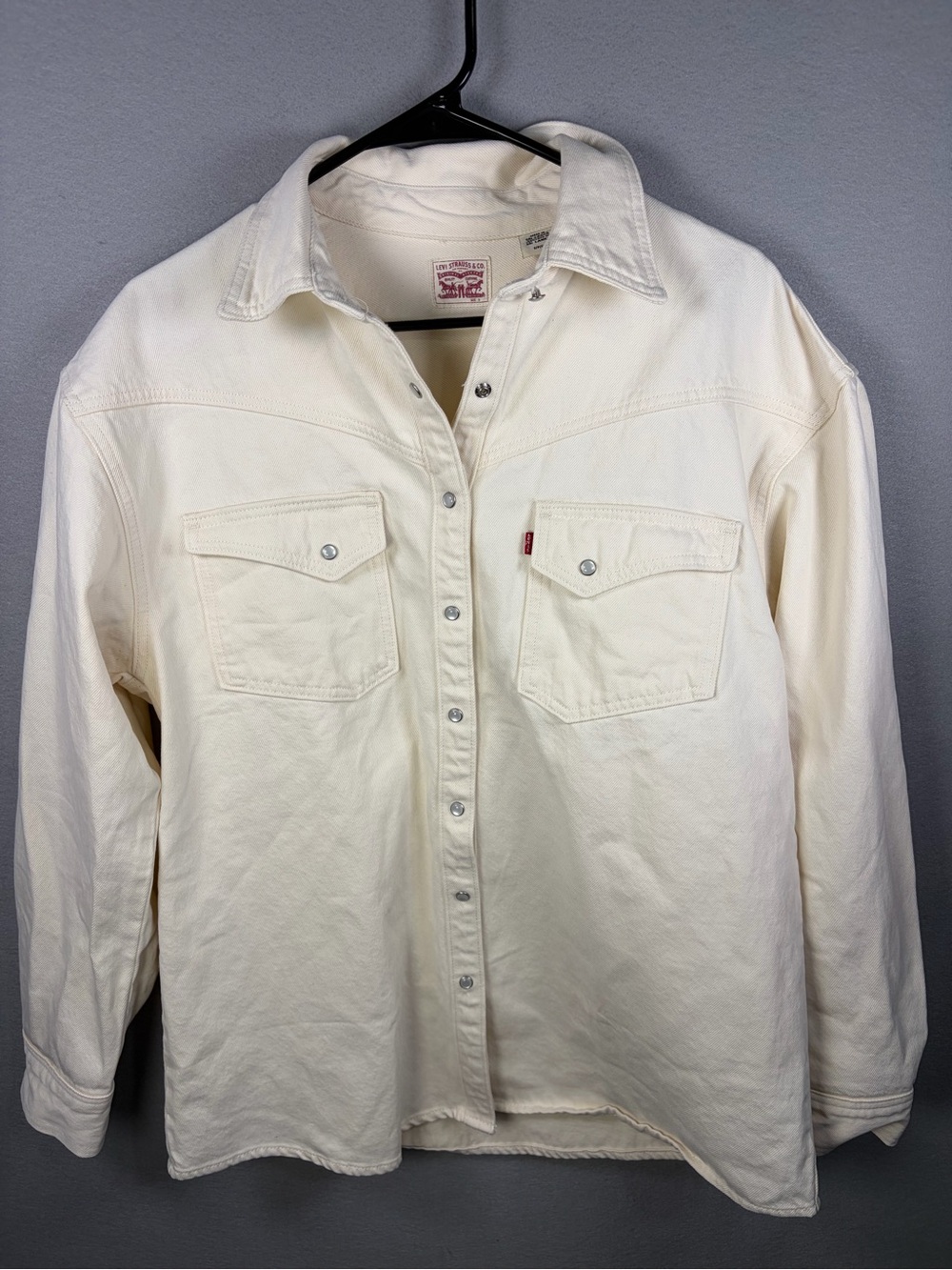 Levi’s Oversized Western Denim Shirt in Cream/Off-White